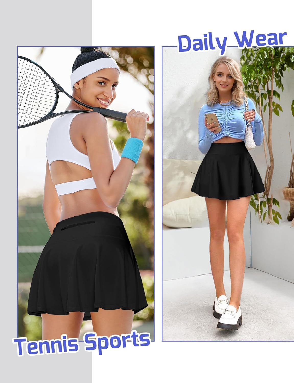 Buauty Women's Tennis Skirt Shorts Pleated High Waisted Golf Skorts with Pockets Workout Athletic Casual Outfit Clothes - Image 5