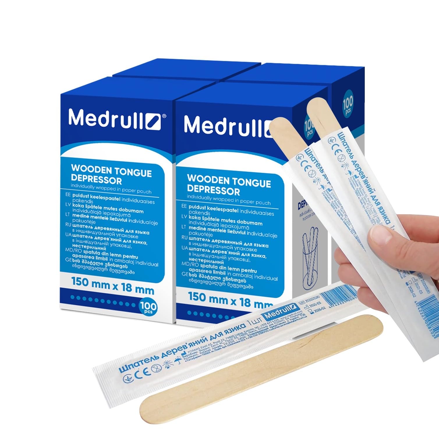 Spatules en bois Medrull emballées individuellement 400 pièces de 15 cm pour soin et cire