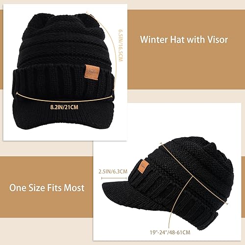 Miniatura 3 de Gorros de invierno para mujer Gorro de punto grueso, cálido y elegante, suave, elástico, lindo gorro de invierno para mujer con visera