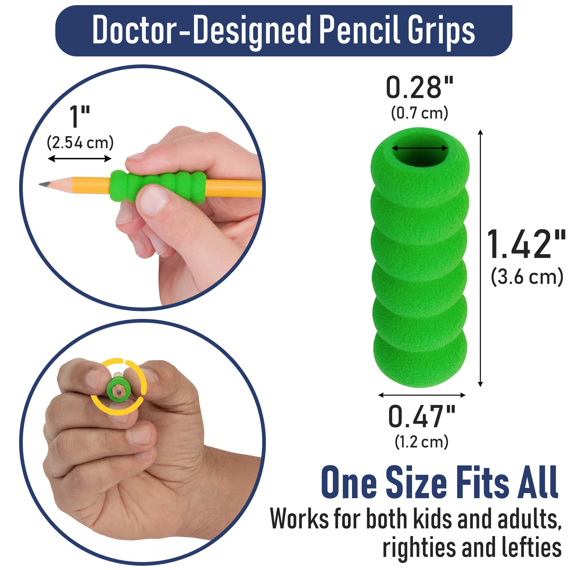 Pencil Grip The Classics Geriffelter Schaumstoffgriff, ergonomische Schreibhilfe, für Rechts- oder Linkshänder, verschiedene Farben, 12 Stück