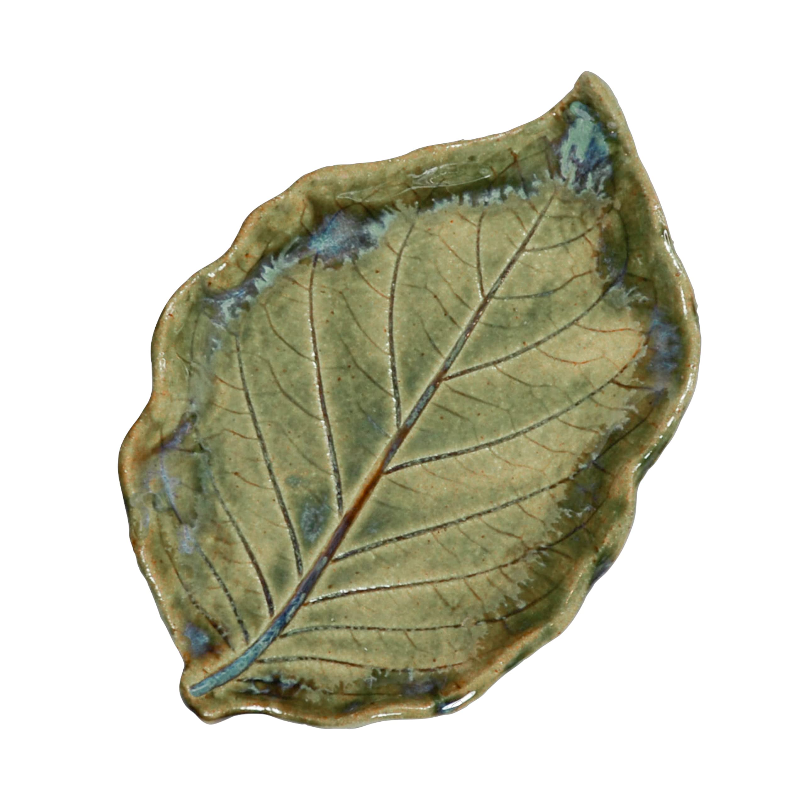 Small Green Leaf Spoon Rest, Tea Bag Rest, Ring Dish, Handmade Pottery