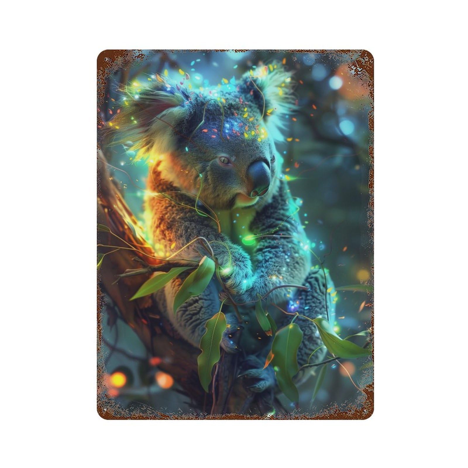 Koala Bear Rust Effect Tin Sign 15.7"x11.8", Novelty Wall Decor for Garage, Pub Or Kitchen