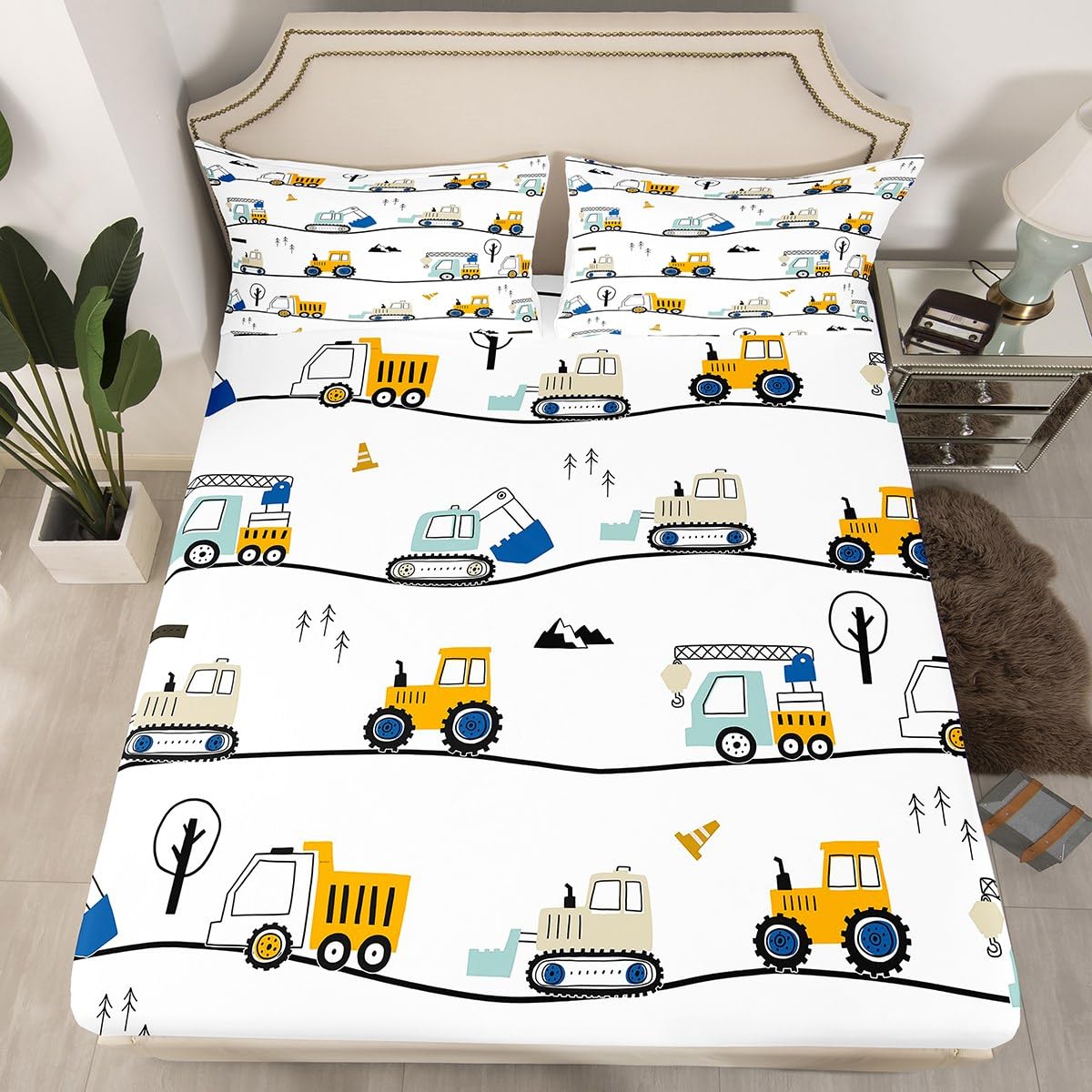 Drap housse camion 90x190 Homewish avec taie d'oreiller pour lit enfant