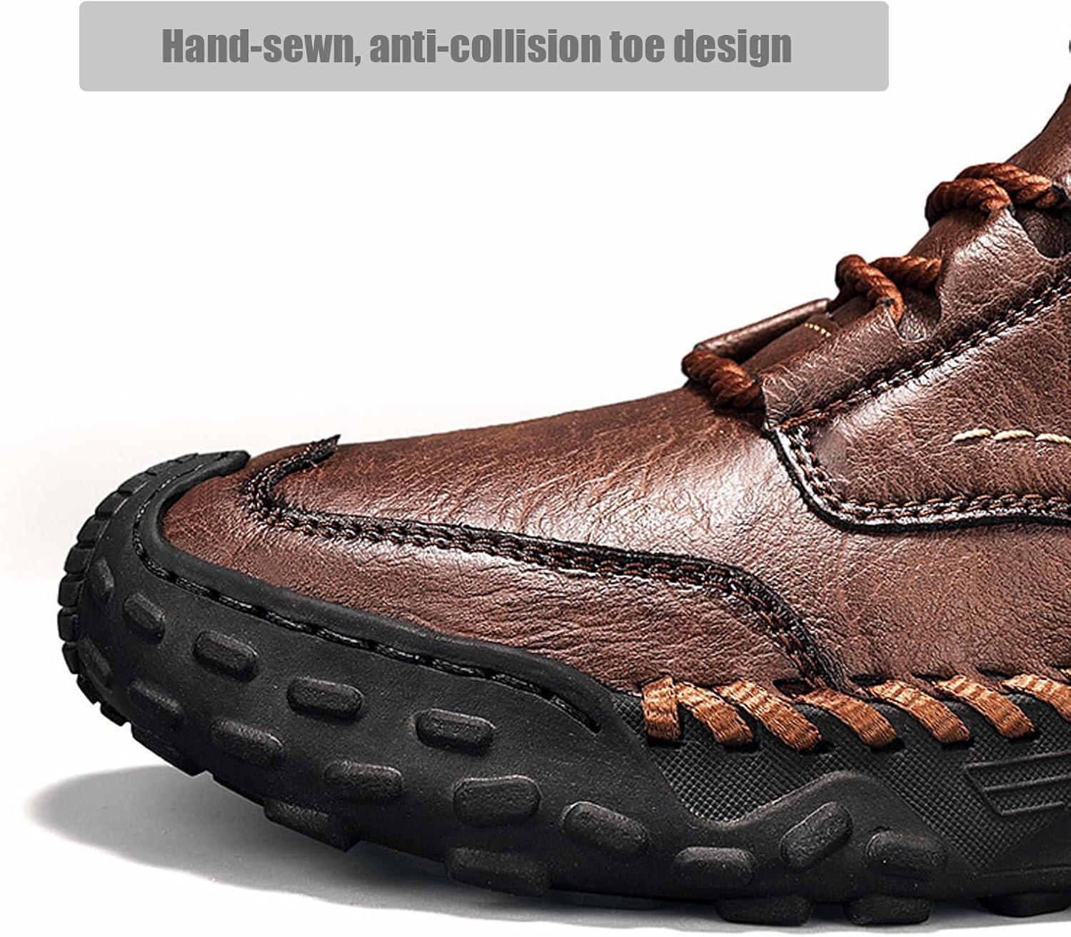 Shoes for Men, Men's Hand-Sewn Composite Toe Cowhide Shoes Casual Shoes, Wide Comfortable Leather Boots