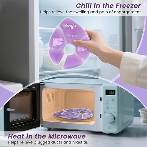 Miniatura 6 de NEWGO Paquetes grandes de terapia mamaria, paquetes de hielo de gel caliente y frío para lactancia, posparto, compromiso, mastitis, esenciales para