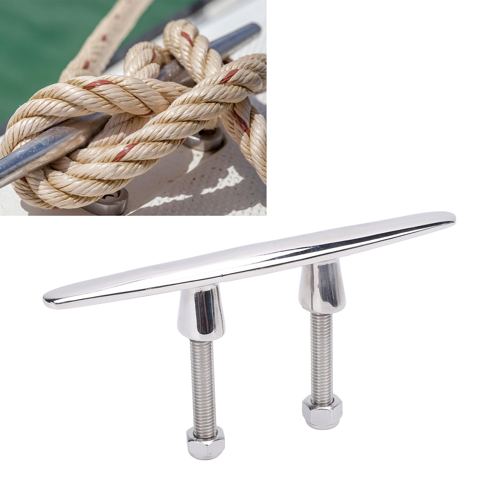 Asixxsix 6 Inch Boat Cleat, 316 Stainless Steel Marine Dock Cleat, Marine Grade Rope Cleat, Boat Tie Down Cleat, Rope Cleat Tie Down for RV Yacht Cargo Ship Speedboat