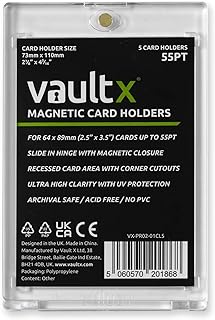 Vault X Magnetic Card Holders - 55pt for Trading Cards & Sports Cards Up to 64 x 89mm (2.5 x 3.5) (5 Pack)