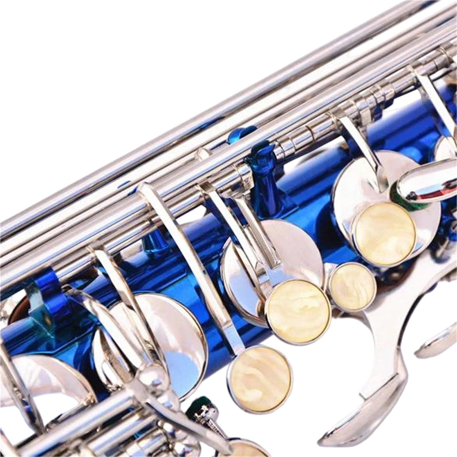 Saksofony Dla Początkujących Akcesoria Do Instrumentów Muzycznych Z Mosiądzu Niklowanego Na Niebiesko I Srebrno Profesjonalny Saksofon Es