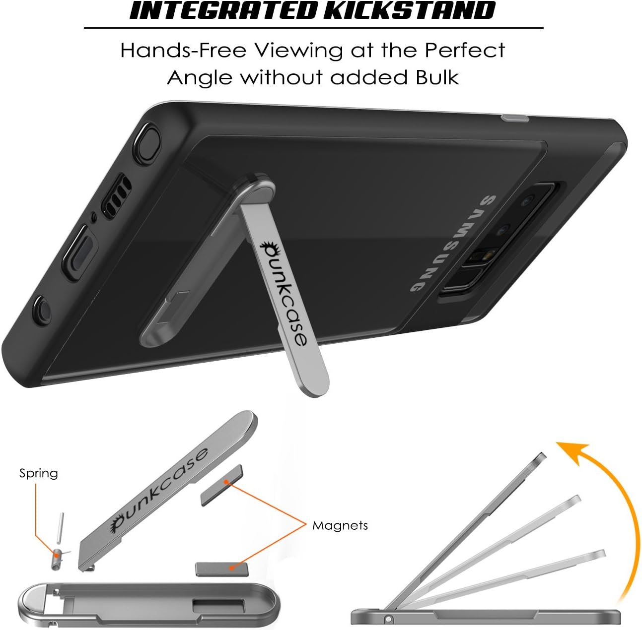 Galaxy Note 8 Case, PUNKcase [Lucid 3.0 Series] [Slim Fit] [Clear Back] Armor Cover w/Integrated Kickstand, Anti-Shock System & PUNKSHIELD Screen Protector for Samsung Galaxy Note 8 [Black]