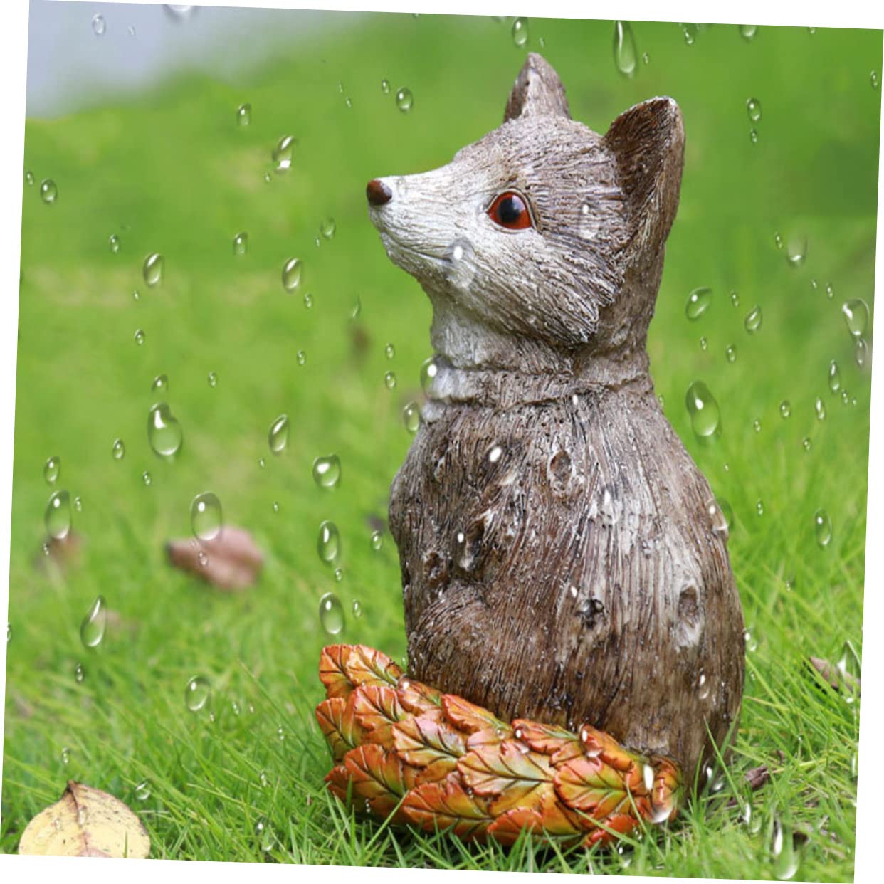 Gartenfuchs aus Kunstharz, Handbemalt, Detailreich, für Garten und Hof