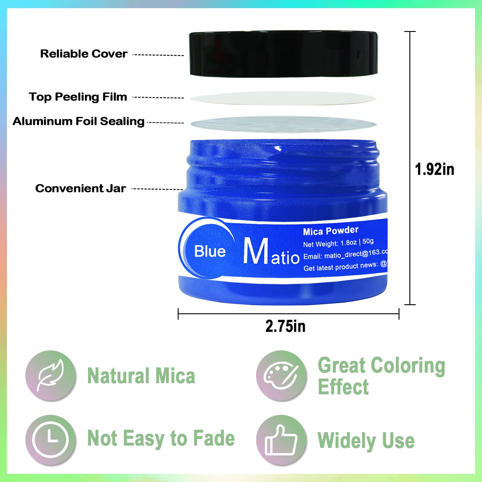 Matio Glimmerpulver, 50 g, Diamant-Weiß, Perlglanz-Effekt, Glimmerpulver für Epoxidharz, natürliche Farbpigmente für Seifenherstellung, Badebombe, Kerzenfarbe, Harzhandwerk, Farbe, Nägel, Schmuck