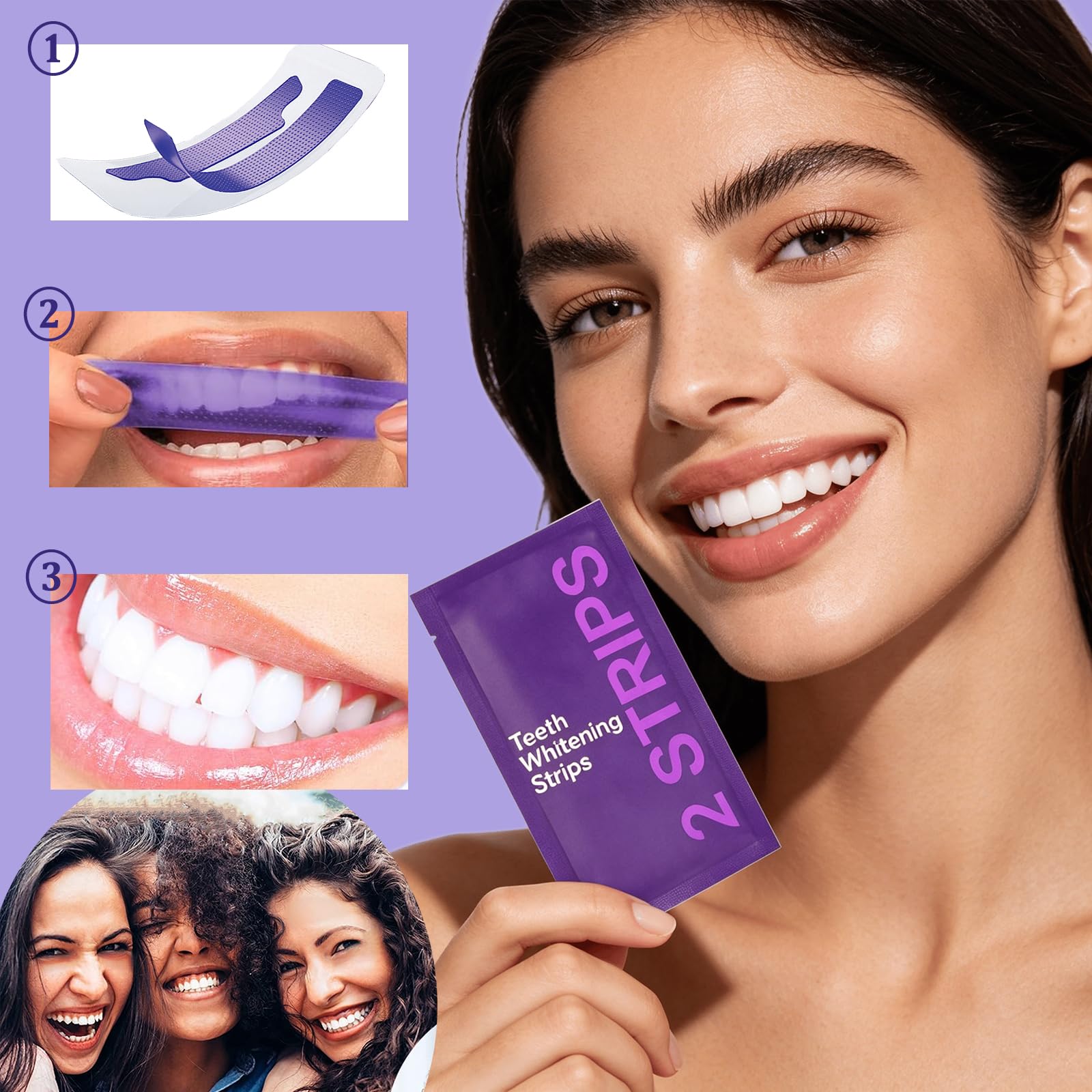 Lila Teeth Whitening Strips, Bleaching Zahnaufhellung-Streifen in 14 Tagen, Einfachen Aufhellen Zähne für Schnelles Entfernen Aller Flecken und Sie Sich Schnell Weiße Zähne