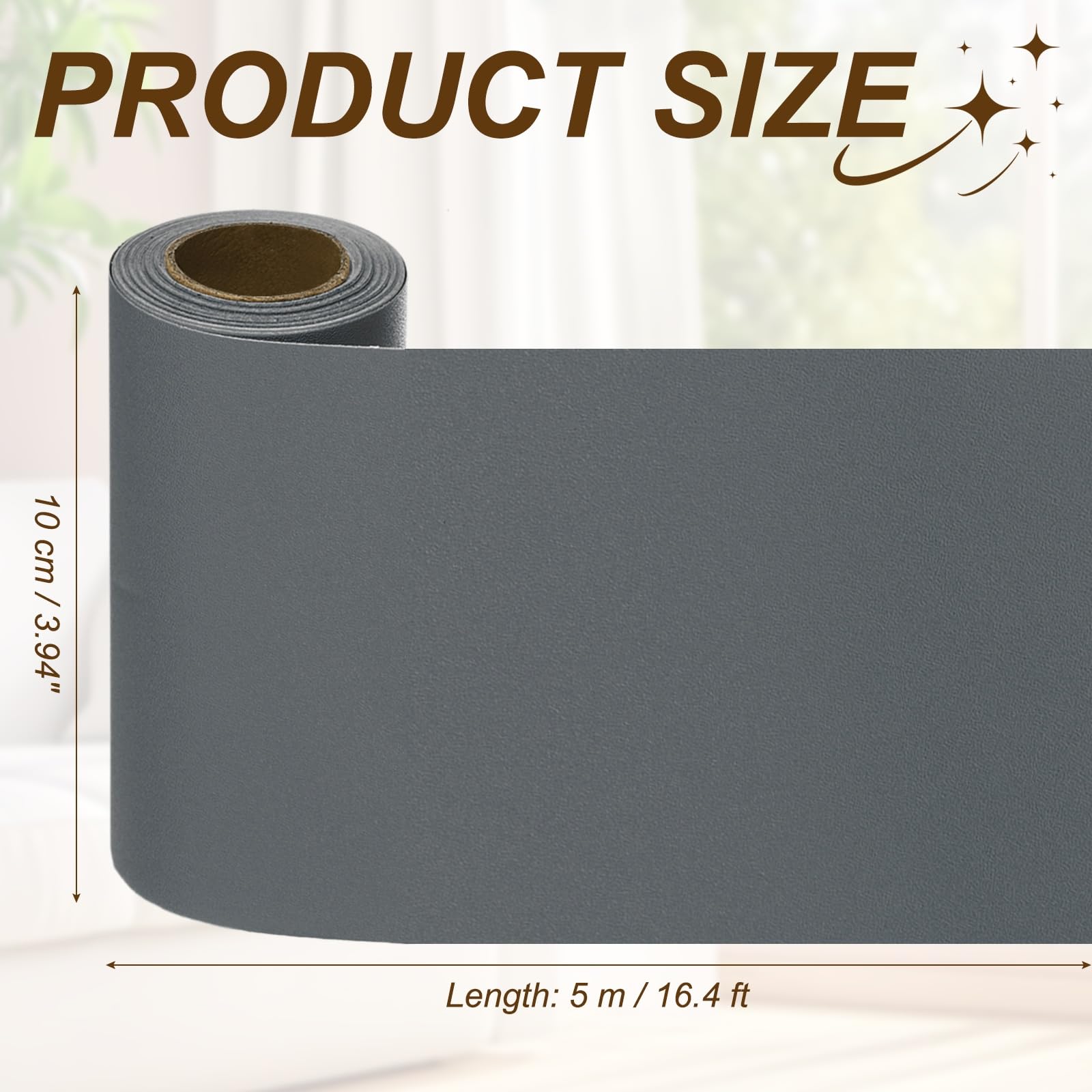 QUARKZMAN Bordi Da Parati, Bordi Da Parati Autoadesivi, Nastro Decorativo Autoadesivo Per Cornici Specchio 10 Cm X 5 M Per Decorazioni Cucine, Camere Da Letto, Bagni, Grigio