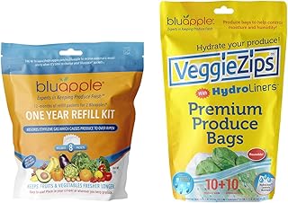 Bluapple Produce Saver Ethylene Gas Absorber 1 Year Refill Kit with Activated Carbon - Includes 8 Packets (13 grams each), Keep Produce Fresh Longer & Help Absorb Unwanted Odors, Produce Storage