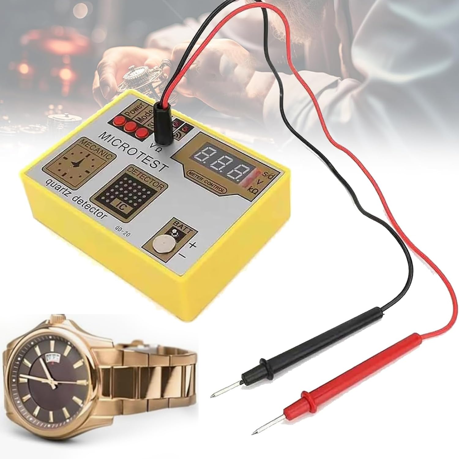 OSPSHPG Quartz Watch Movement Tester, Multifunction Watch Tester, with LED Indicator, Built-in Demagnetizer, Precise Test, for Watch Repair Shops