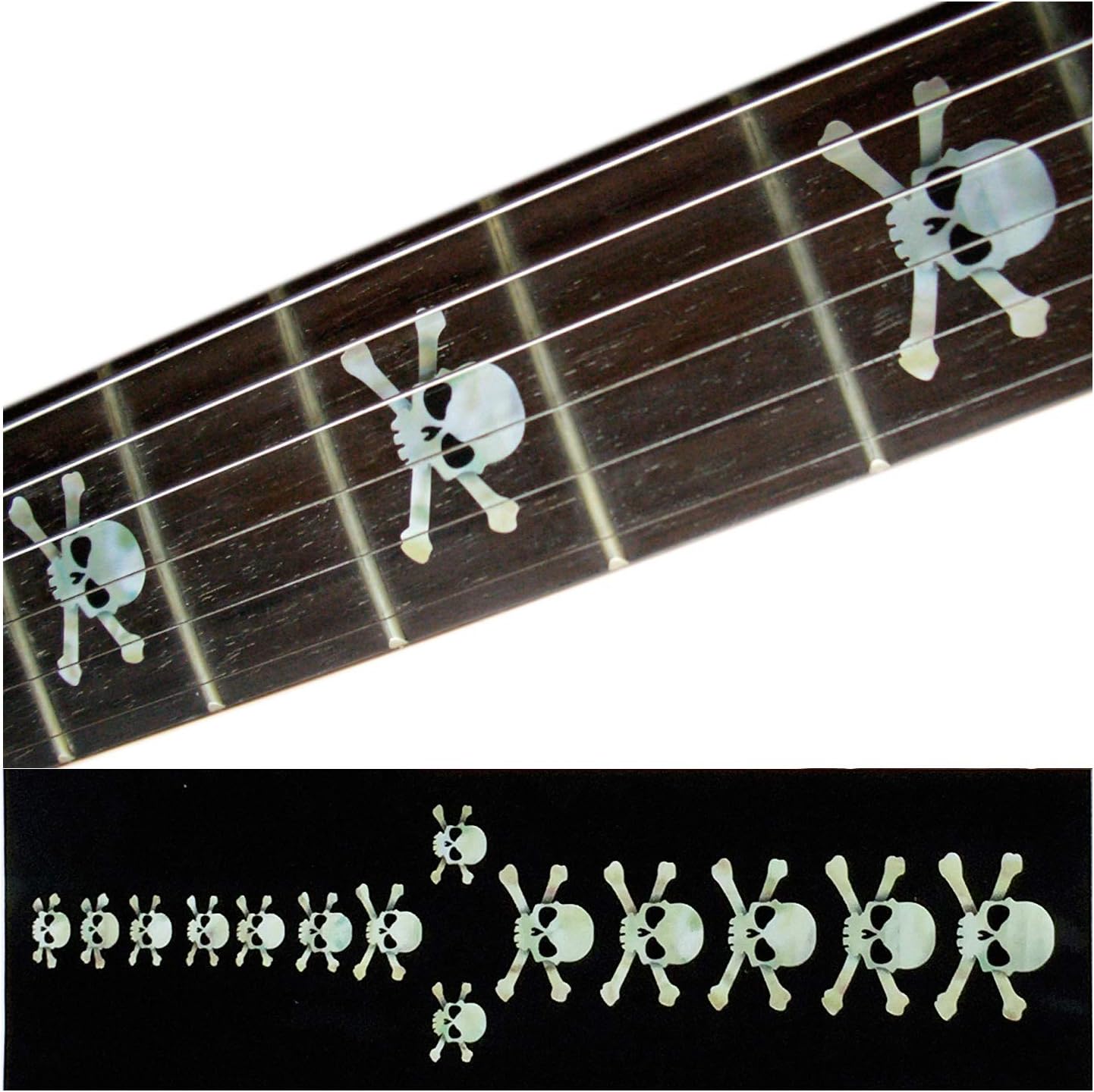 Inlaystickers Inlay Sticker Fretboard Position Marker for Guitars and Bass Skulls White Pearl