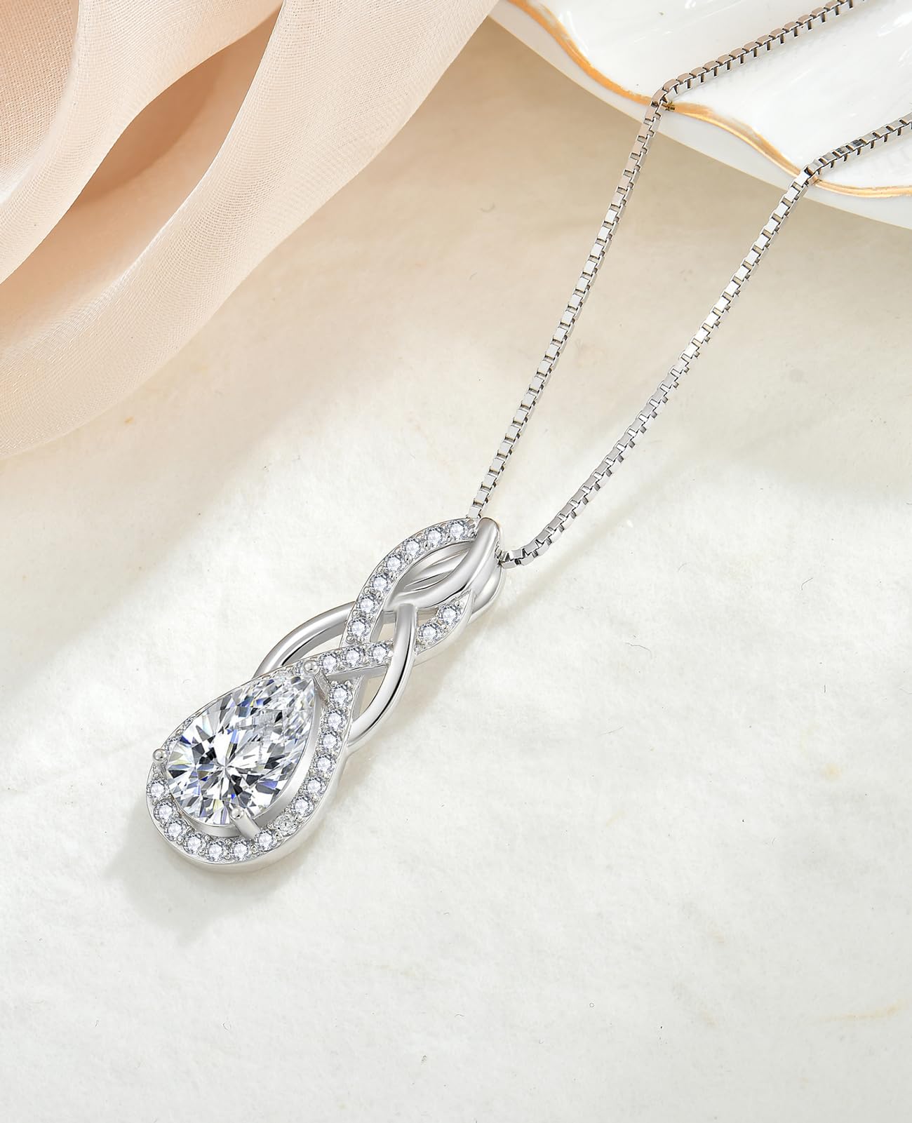 YL Geburtsstein Halskette 925 Sterling Silber Oval Anhänger Kette 12 Geburtsstein 5A Zirkonia Schmuck Geschenke für Damen Mama