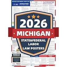 2026 Michigan State and Federal Labor Laws Poster - English Version - OSHA Workplace Compliant - UV Waterproof Laminated 24" x 36" - Mandatory Regulations Posting for Employees