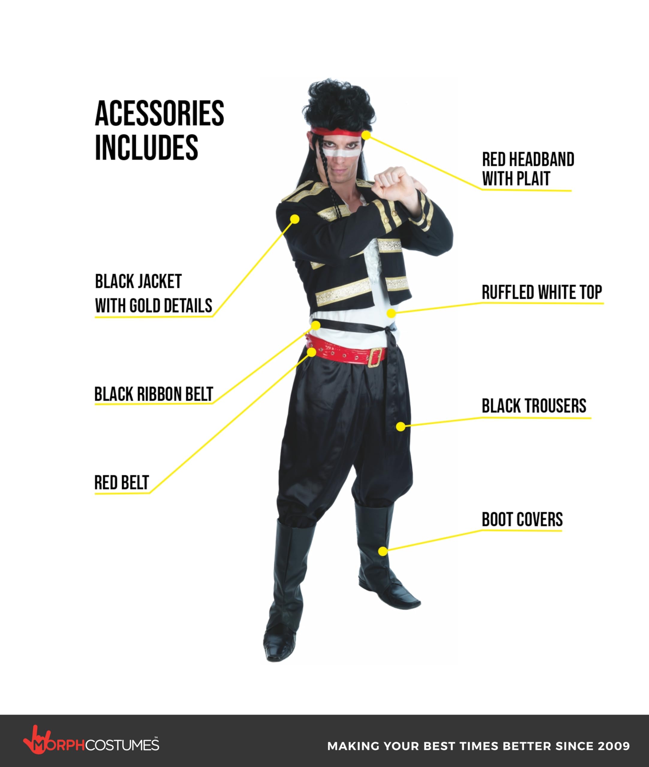 Fun Shack Costume Cantante Pop Anni 80 - Vestito Carnevale Uomo, Abito per Halloween, Compleanni e Party Adulti, L