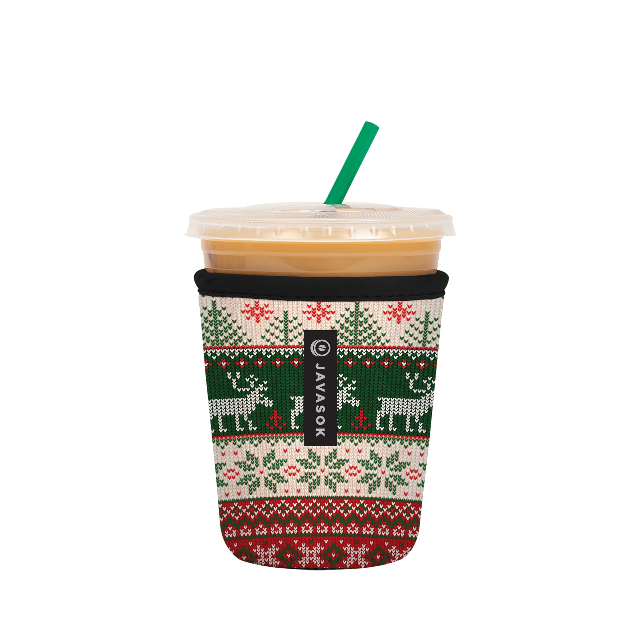 Sok It Java Sok Iced Coffee & Cold Soda Insulated Neoprene Cup Sleeve (Holiday Sweater, Small: 18-20oz)