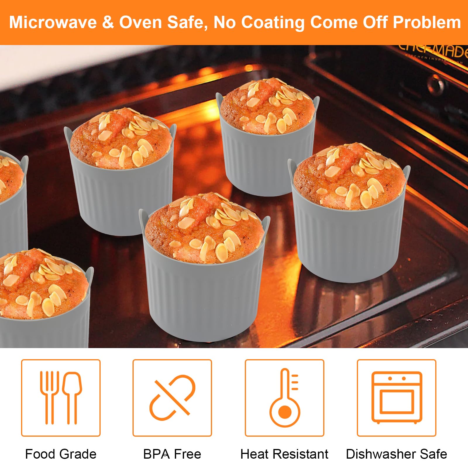 Stampi rotondi in silicone per muffin da 18 cm, accessori per friggitrice ad aria, possono essere utilizzati per preparare torte, muffin, cioccolatini | Leroy Merlin