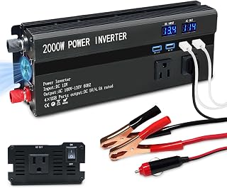 Car Power Inverters 2000W Inverter - 12v DC to 110v AC Converter with 3 AC Outlets 4 USB Port DC 5V/4.8A,Power Inverter 2000w,Car Power Converter for Truck/Home/Vehicles/Laptop Trip