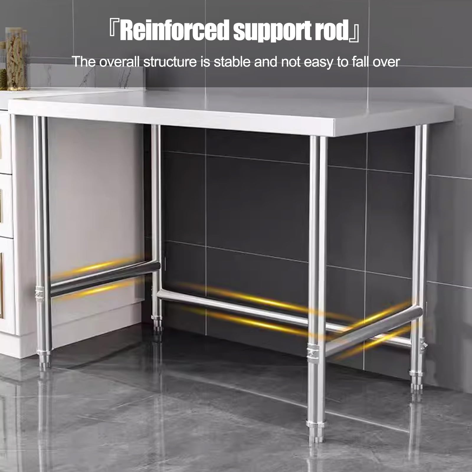Mesa de preparación de cocina comercial de acero inoxidable, resistente para preparación de alimentos y picar, perfecta para restaurantes, hogares y hoteles (60 x 40 x 80 cm)