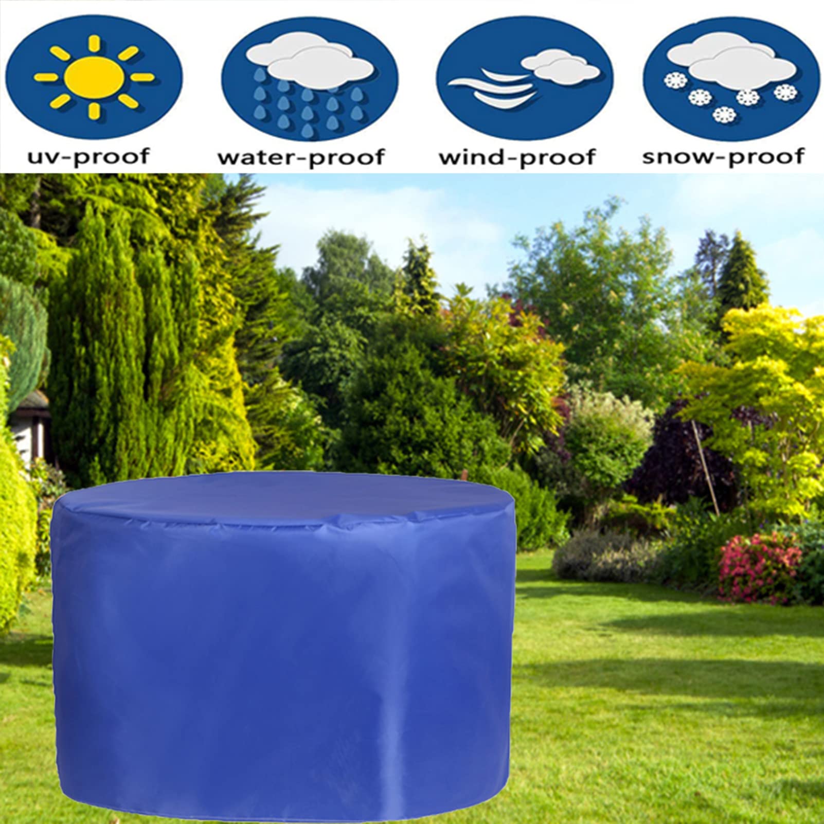 Housse De Protection Ronde Imperméable Et Anti-poussière Pour Table De Jardin D'extérieur (215 X 100 Cm