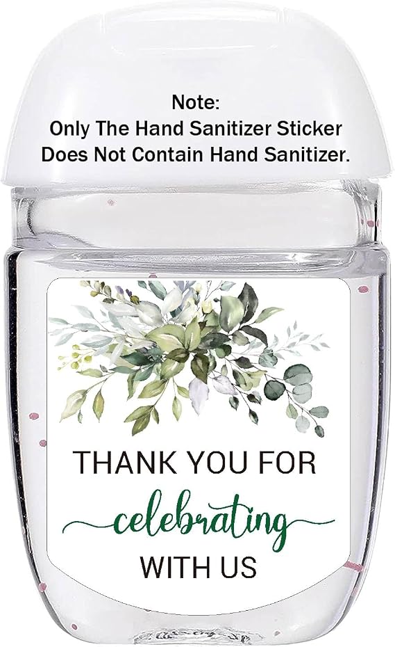 36 Hand Sanitizer Labels Thank You Wedding Favor Stickers, Labels for Weddings, Bridal Showers, Birthdays, Parties, Baby Showers. Not Contain Hand Sanitizer.