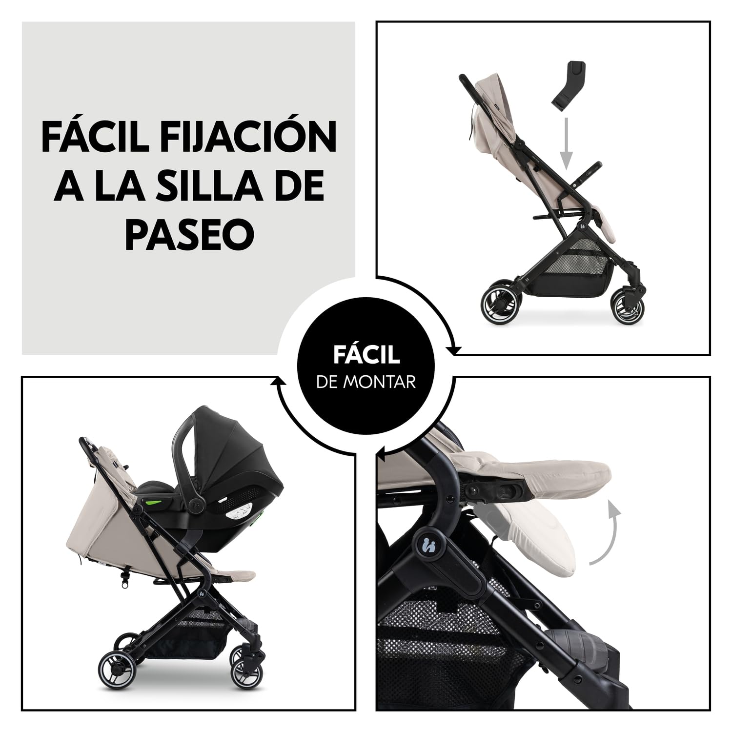 hauck Adaptador para Sillas de Coche de Bebé en Sillas de Paseo Travel N Care y Travel N Care Plus - Compatible con Drive N Care Cybex Kiddy Joie Kinderkraft Maxi-Cosi - Negro