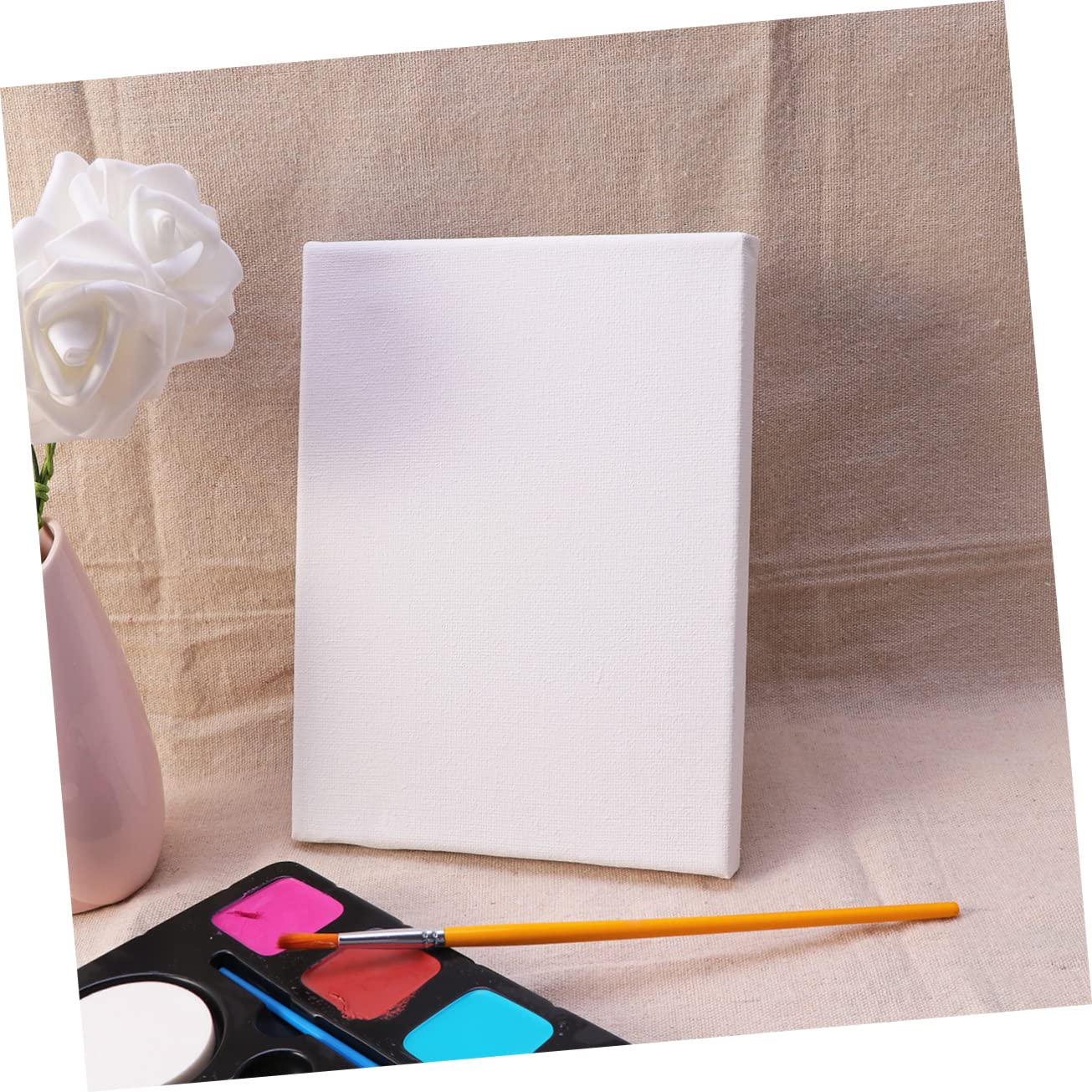 NUOBESTY Lot de 10 Toiles à Peindre Blanches en Coton Cadre en Bois, Toile Tendue pour Peinture à L'huile et Dessin, pour Artistes et Loisirs Créatifs