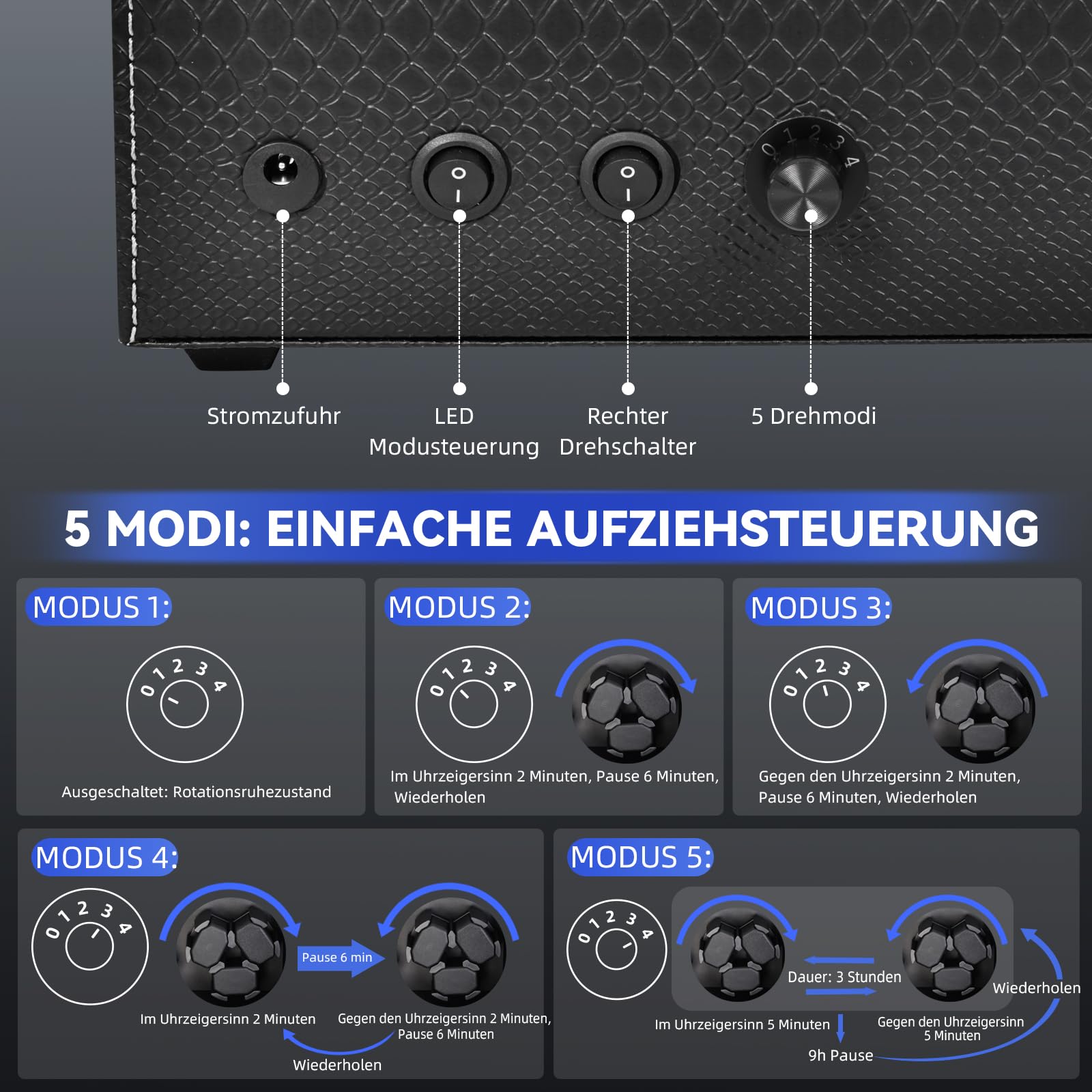 hightall Automatik-Uhrenbeweger für 6+6 Uhren – Watch Winder Box mit Ultra-Leisem Motor, Anti-Kratz Memory Foam & Stabilem Stand, Uhrenbeweger Für Rolex, Omega & Automatikuhren