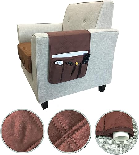 Miniatura 3 de Organizador de reposabrazos para sofá, bolsa de almacenamiento colgante para mesita de noche, organizador de almacenamiento reclinable, sillón,