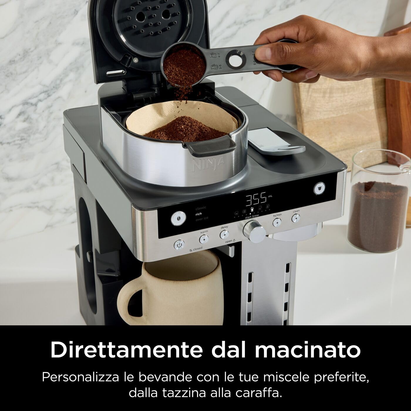 Ninja Prestige Macchina per caffè filtrato e in capsule 2 in 1, con schiumatore integrato, per latte, caffè con ghiaccio e flat white, nero CFN802EU