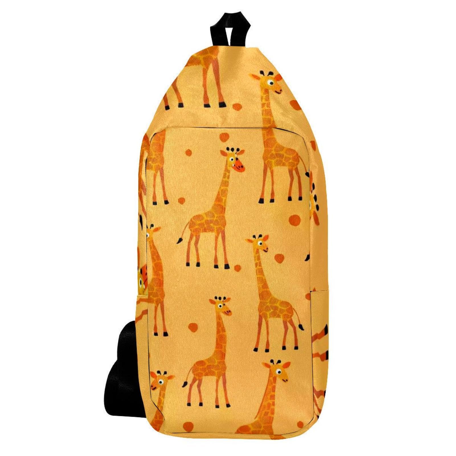 Sac à dos à bandoulière imprimé girafe multicolore compact et ergonomique