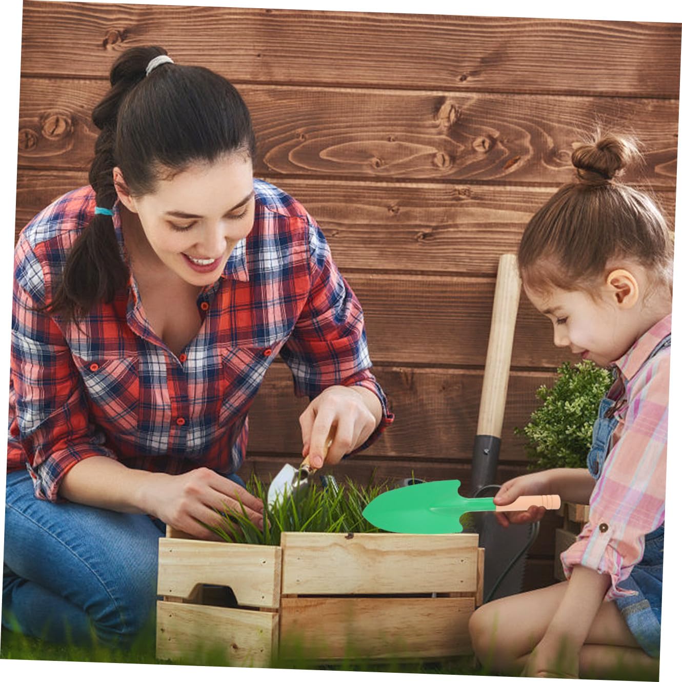 10 Stück Gartenspaten mit Holzgriff und Eisenschar
