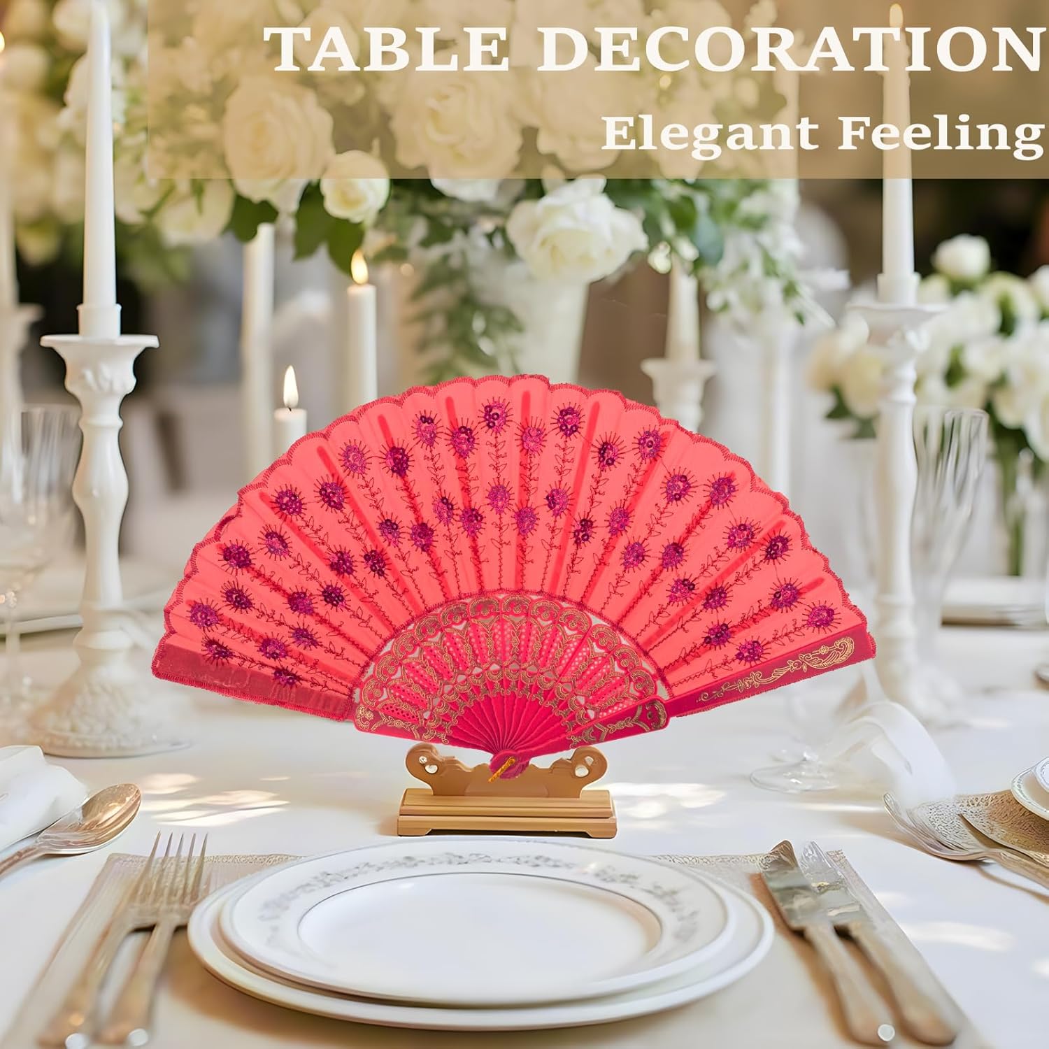 QIRMIZI 30 Pcs Dance and Event Fans – Handheld Spanish Hand Fans for Women – Foldable Bulk for Parties, Weddings, Church, Music Festivals, Carnivals, EDM Events Decor,Deep Pink