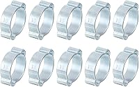 Vista 1 de uxcell 10 abrazaderas de manguera de oreja dobles, ajustables de 0.59 x 0.71 pulgadas, abrazaderas de manguera de dos orejas chapadas en zinc