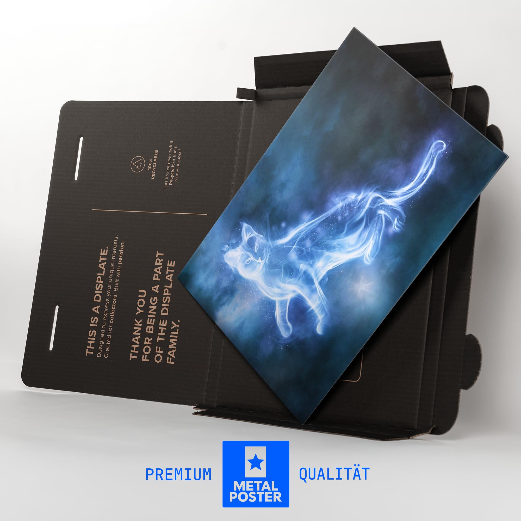 Displate Metallposter Wizarding World Cat Patronus Wanddeko Poster für Schlafzimmer Magnetische Befestigung 45 x 32 cm