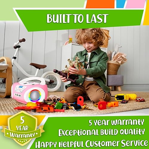 Miniatura 7 de Tunes Kids Boombox - Reproductor de CD para niños - Radio FM - Incluye baterías - Radio Rose - Reproductor de CD con altavoces para niños y niños