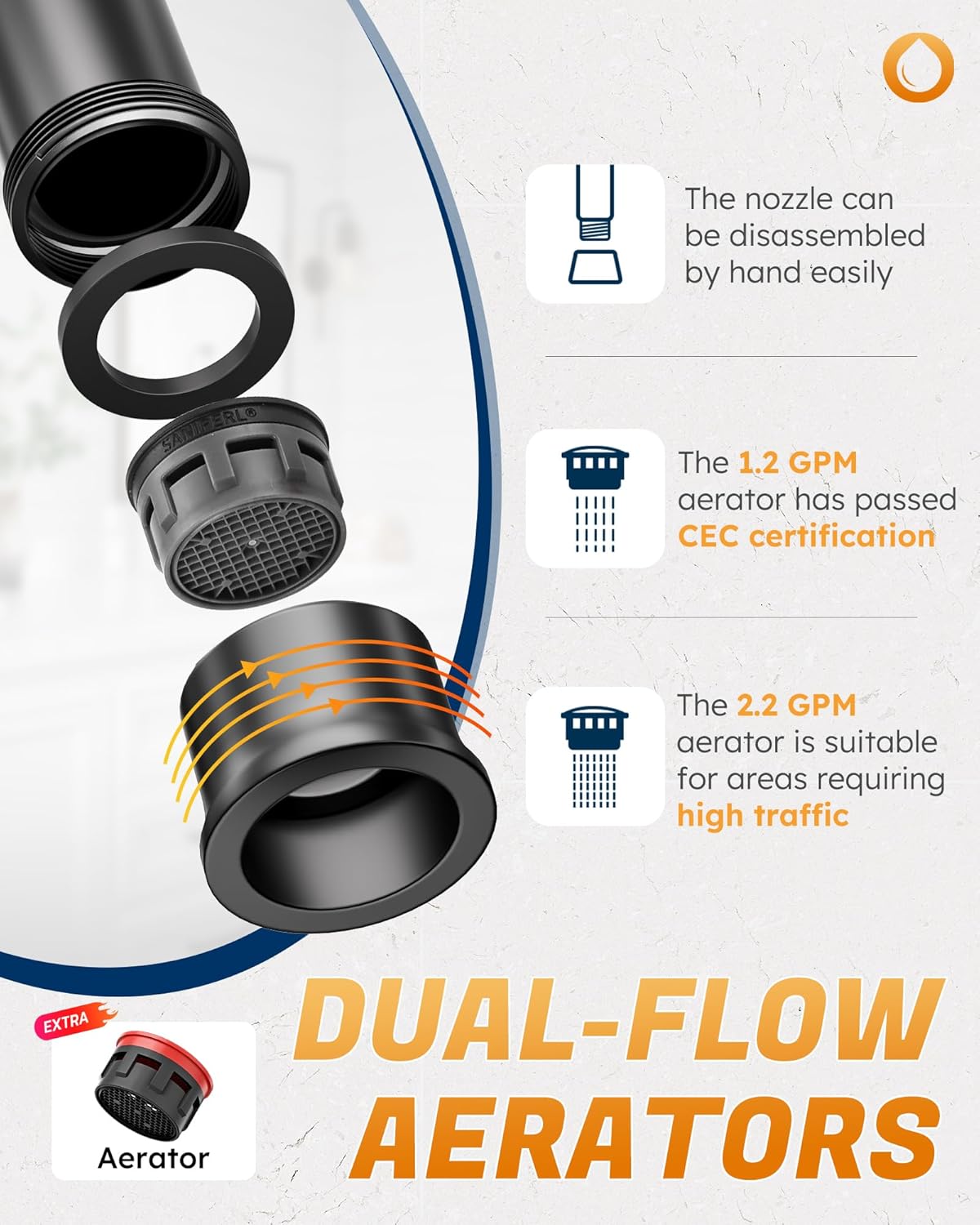 WOWOW Two Handles Widespread 8 inch Bathroom Faucet Black 3 Pieces Basin Faucets 360 Degree Swivel Spout Lavatory Sink Faucet