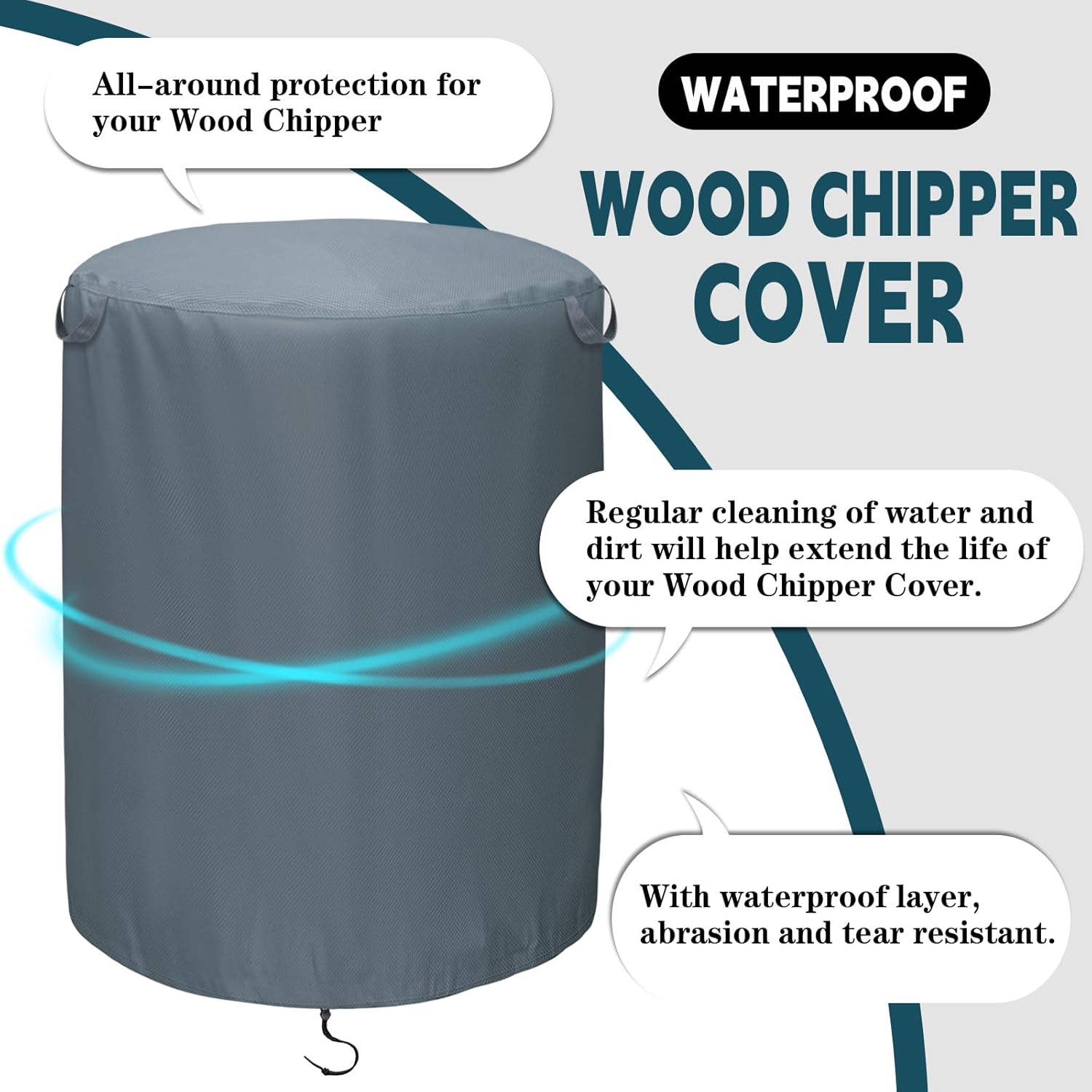 Woodchipper Shredder Mulcher Cover 33" x 45" Electric Leaf Mulcher Cover Shredder Protection (Grey)