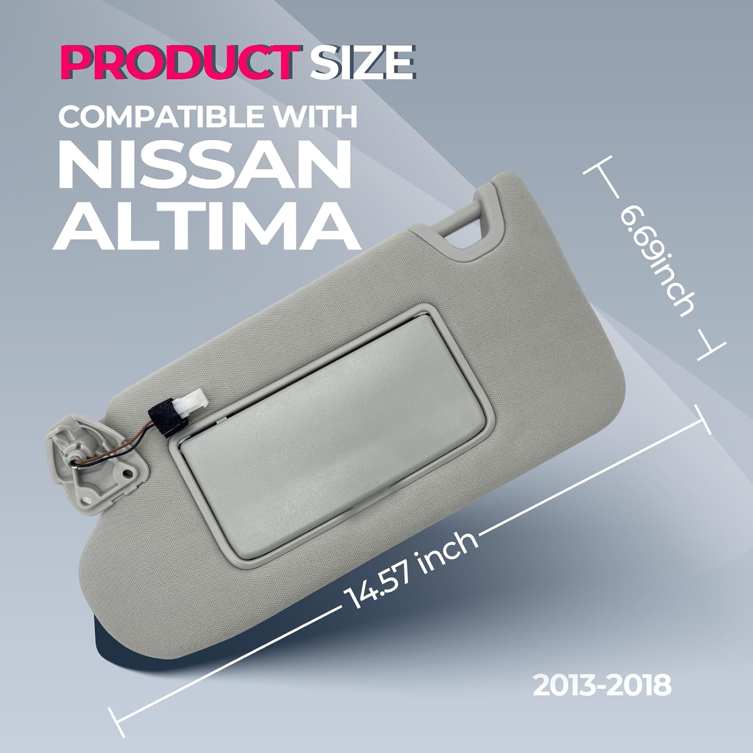 Left Driver & Passenger Side Sun Visor with Light Replacement Fits for Nissan Altima 2013 2014 2015 2016 2017 2018, Without Sunroof 96401-3TA2A 96400-3TA2A Gray (Gray(Driver & Passenger Side))