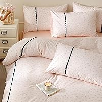 Vista 47 de VM VOUGEMARKET Linda funda de edredón de fresa tamaño matrimonial, juego de ropa de cama de frutas 3 piezas, funda de colcha de algodón color crema