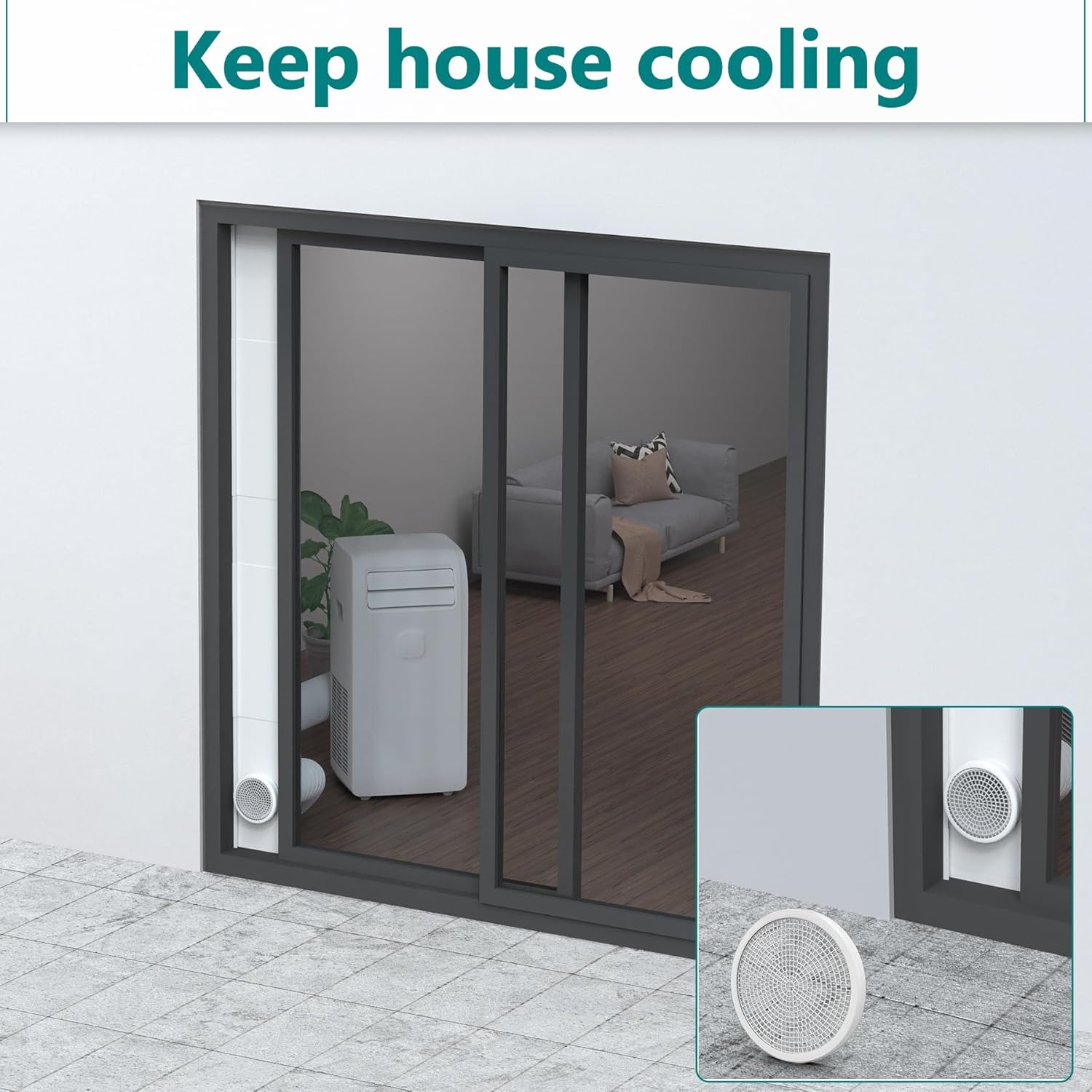 Daisypower Sliding Door Kit for Portable Air Conditioner,Adjustable Seal Panels for Portable AC Hose,Up to 90 Inch,6 Plates (5in)