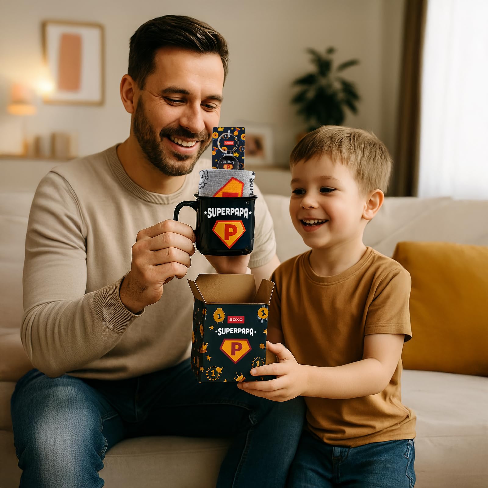 soxo Super Papa Chaussettes Homme Fantaisie Cadeau Drole Chaussette Cadeaux Hommes Ensembles 40-45