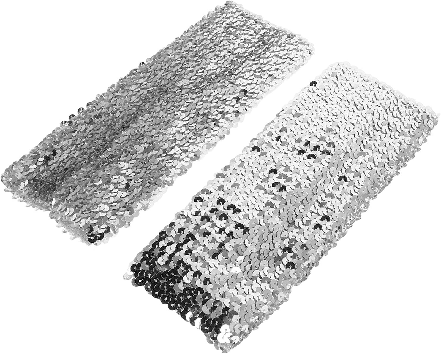 SEWACC 1 Pair Silver Sequin Fingerless Gloves for Women with Elastic Material and Fashionable Design, for Halloween and Occasions, Shiny Arm Warmers for Cosplay and Costume