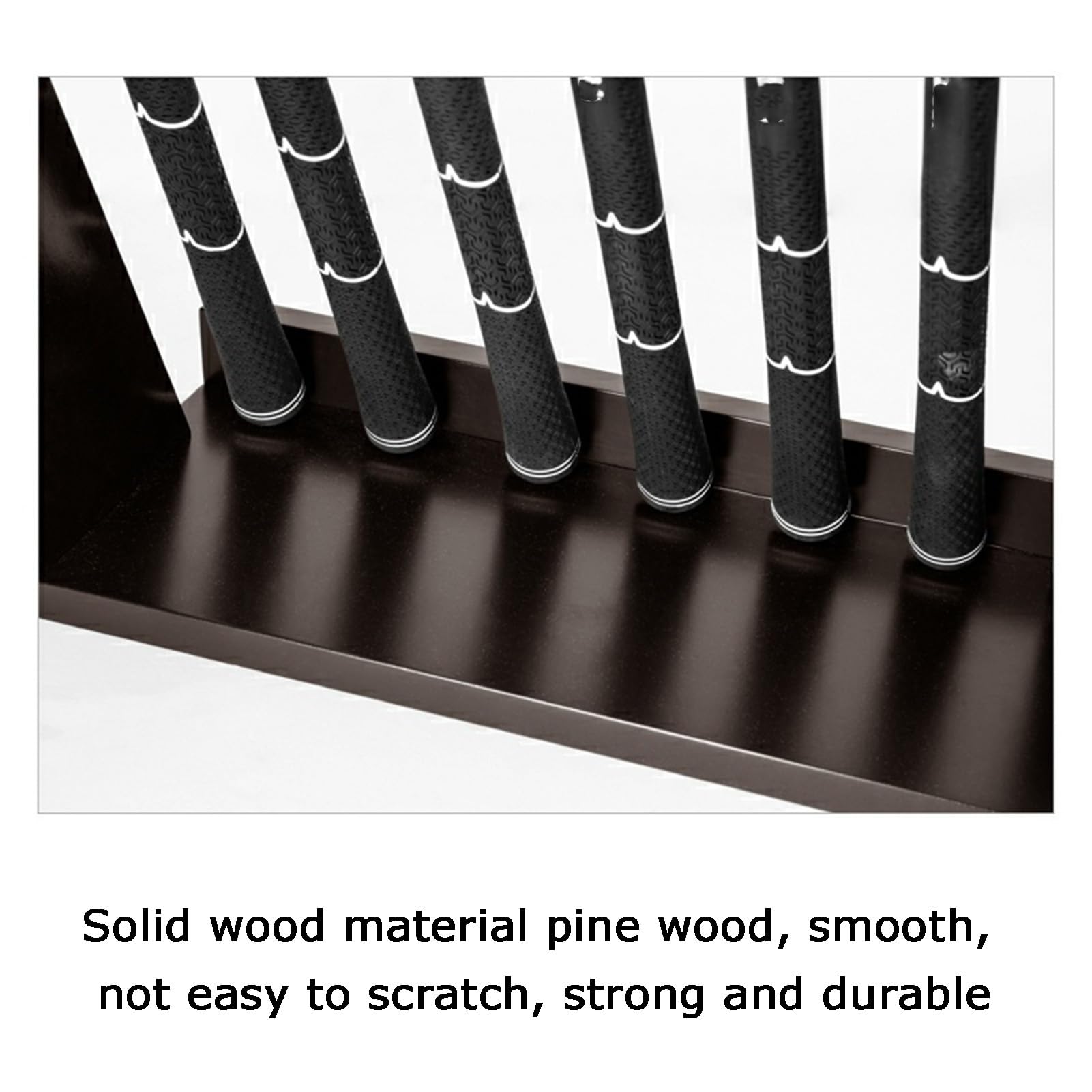 Supporto per mazze da golf, in legno, per 7 mazze, organizer versatile per garage, uso interno o esterno, perfetto per riporre ed esporre sacche da golf