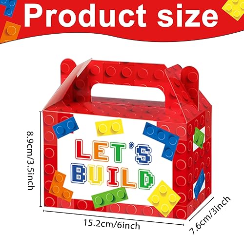 Miniatura 2 de 24 piezas de bloques de construcción cajas de regalo para fiesta, ladrillos de color, bolsas de dulces, bolsas de papel de ladrillo, caja de regalo