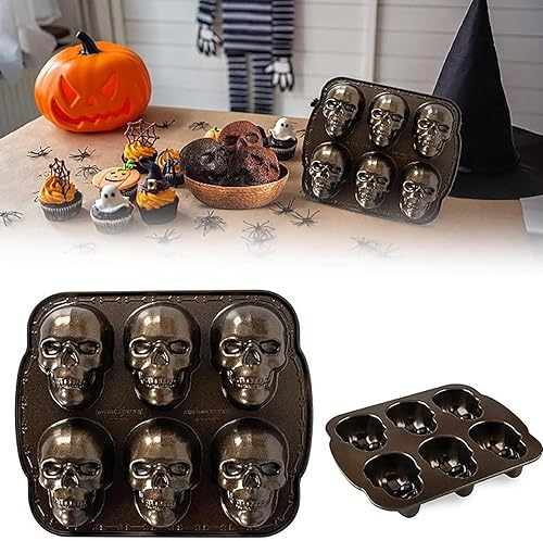 3D Skull Halloween Bakeware - Molde para pastel de calavera embrujada, molde antiadherente para pastel de pirata, moldes hechos a mano, moldes